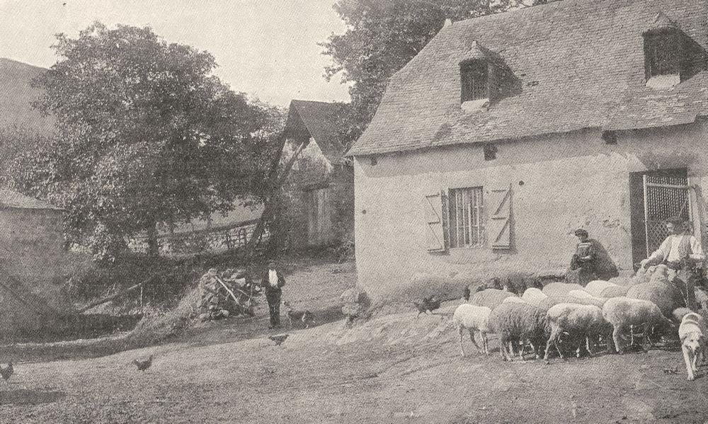 FRANCE. Une Ferme dans les Pyrénées 1900 old antique vintage print picture
